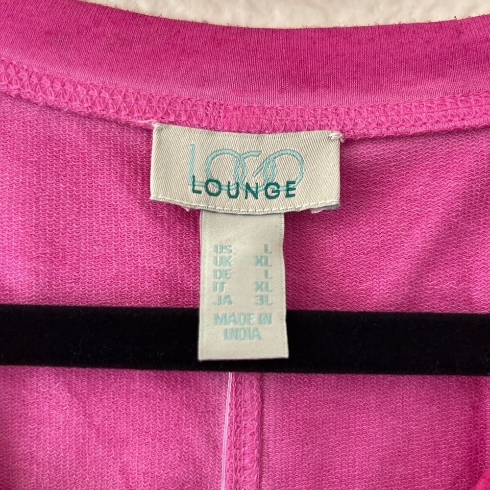 0302 - Women’s L French Terry Top Fuchsia - Picture 2 of 5